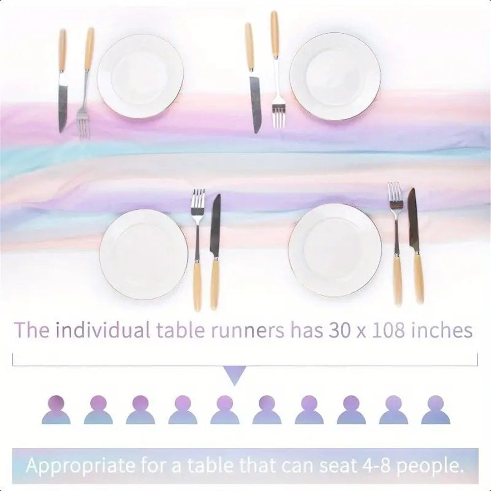 Chiffon tablecloth, rainbow stripe transparent wedding tablecloth, colorful view 2