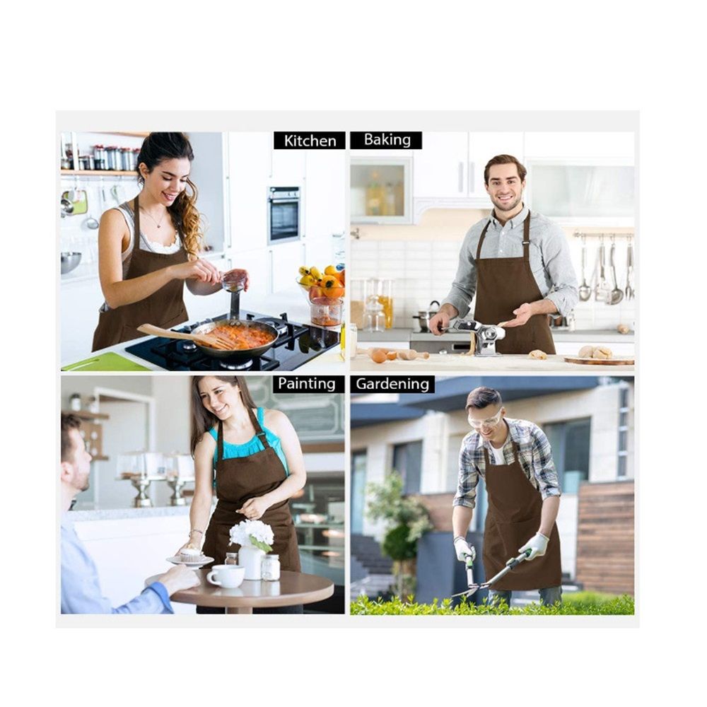 Kitchen Apron Waterdrop Resistant Cotton Apron with adjustable Aprons for view 4