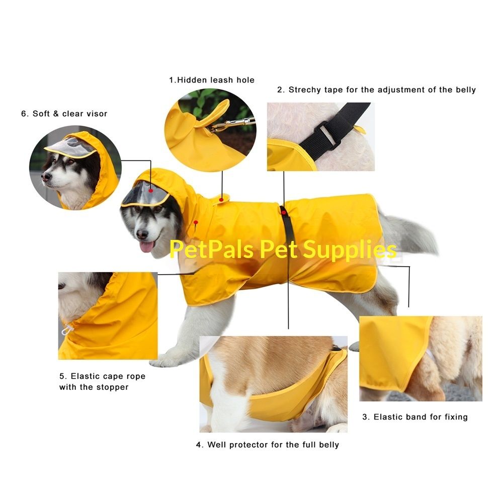 Waterproof Dog Raincoat, Adjustable Reflective Dog Rain Coat with Hoodie,Rain view 3