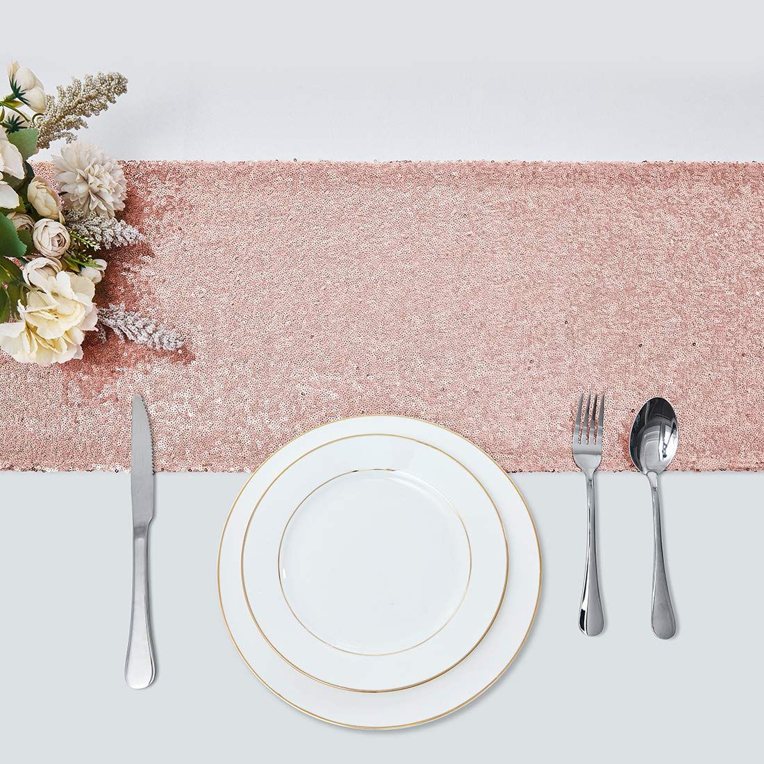 2 Packs 30*120cm Rose Gold Sequin Table Runner view 2