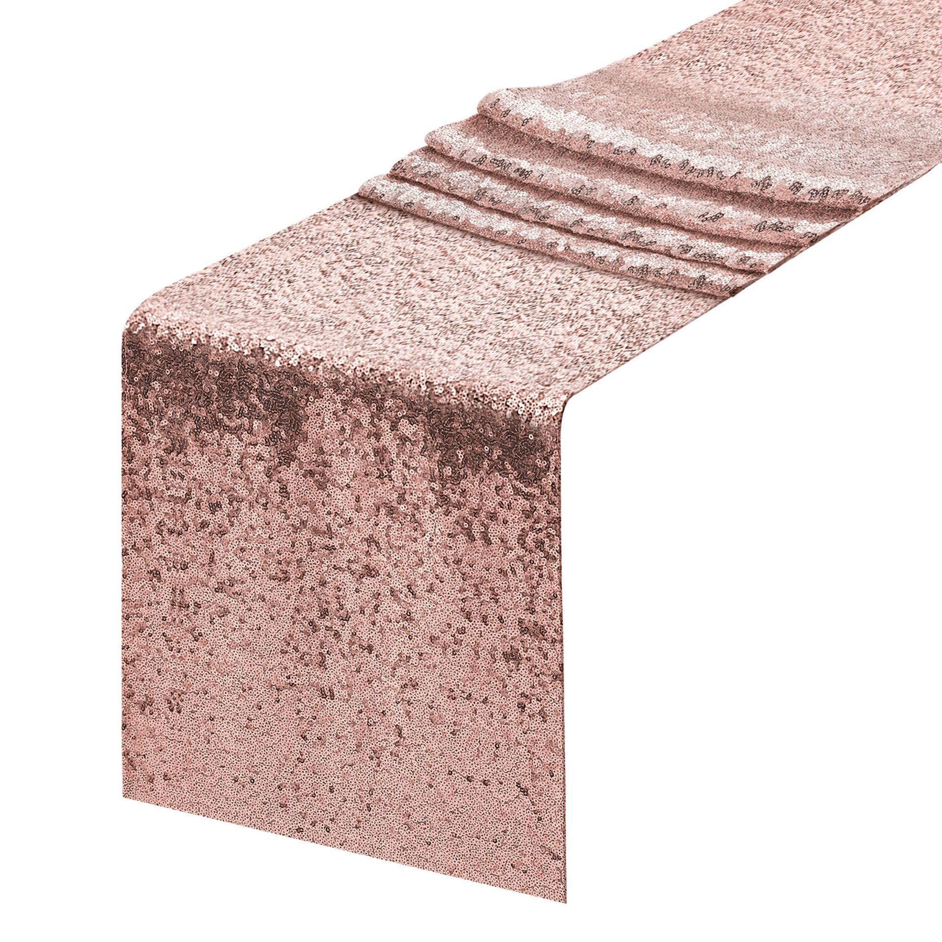 2 Packs 30*120cm Rose Gold Sequin Table Runner view 5