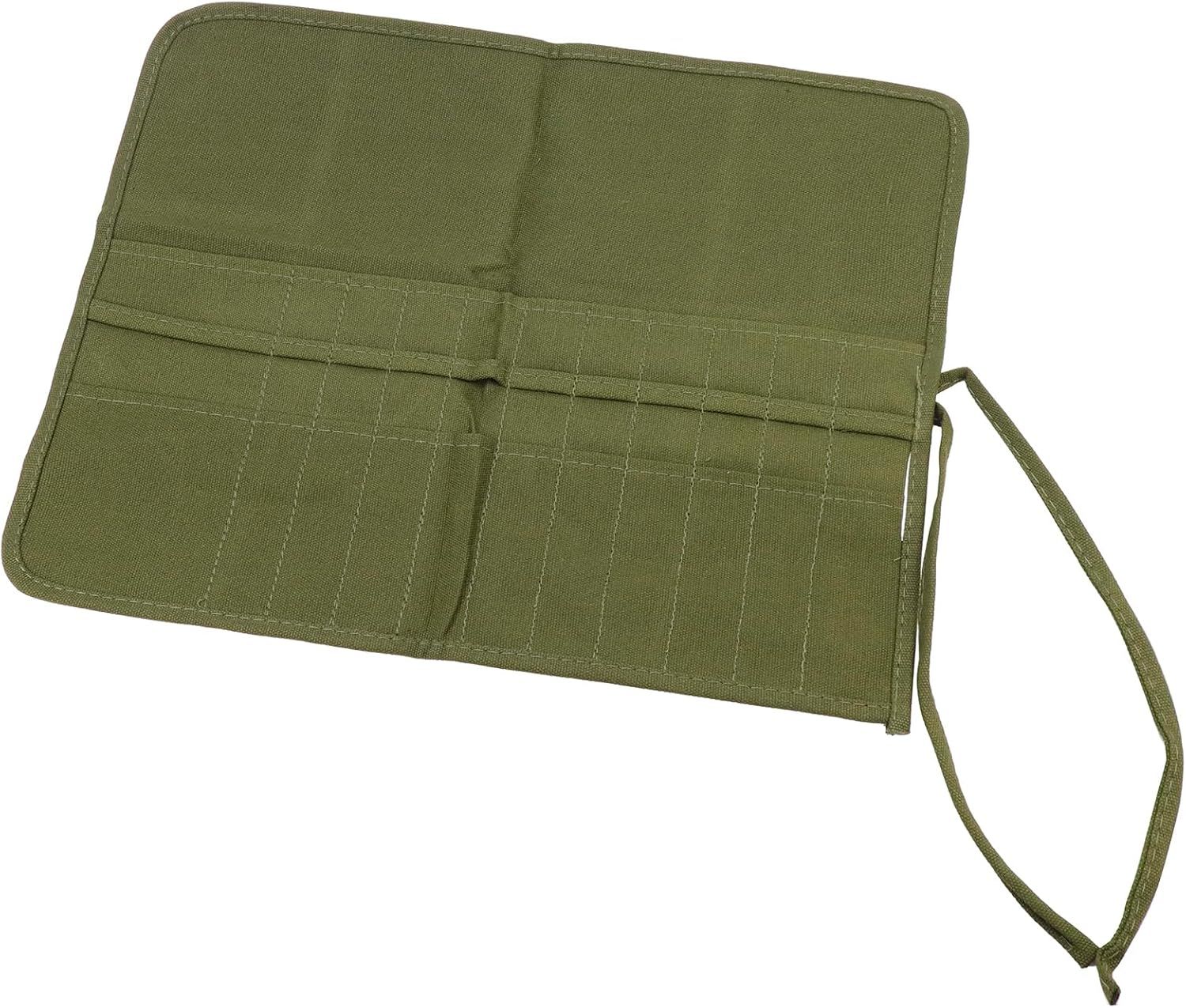 Green Canvas Paint Brush Holder Roll-up Case Bag — image 1