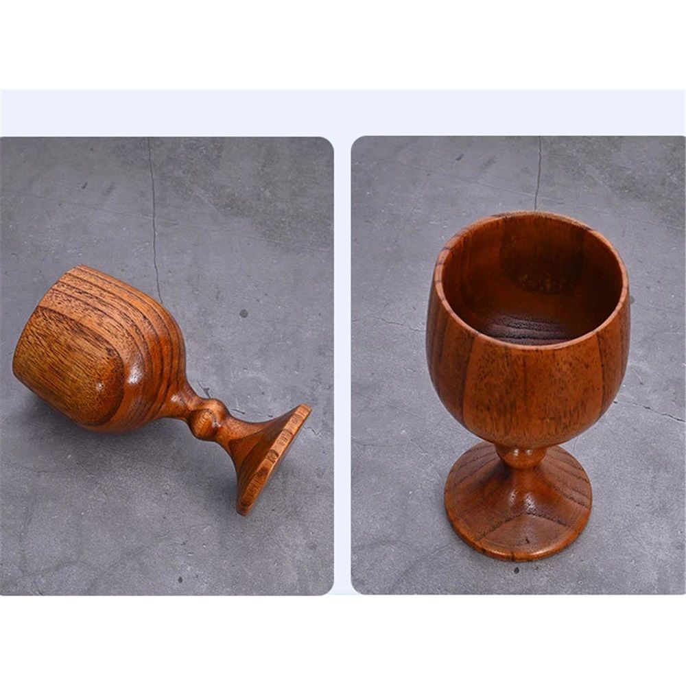 2 pack Hand-made Wooden Wine Goblet Drinking Cup view 3