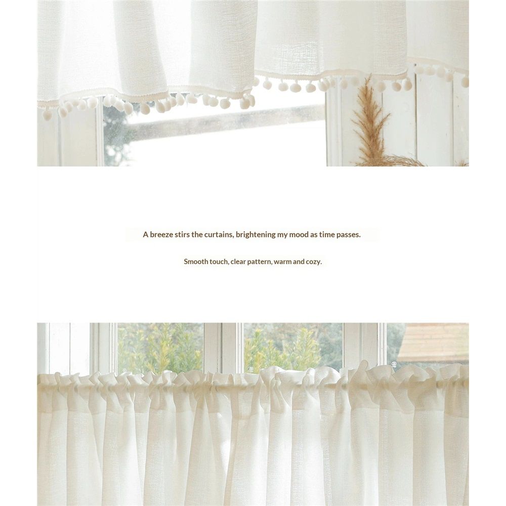 White Boho Tassel Valance for Cafe Kitchen Decor view 4
