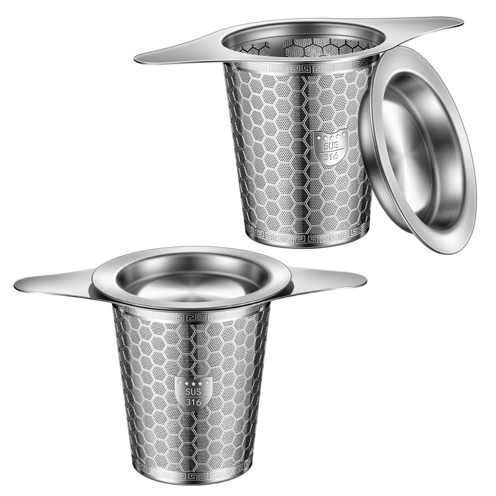 2 pack Stainless Steel Tea Infuser Mesh Strainer with Large Capacity & Perfect
