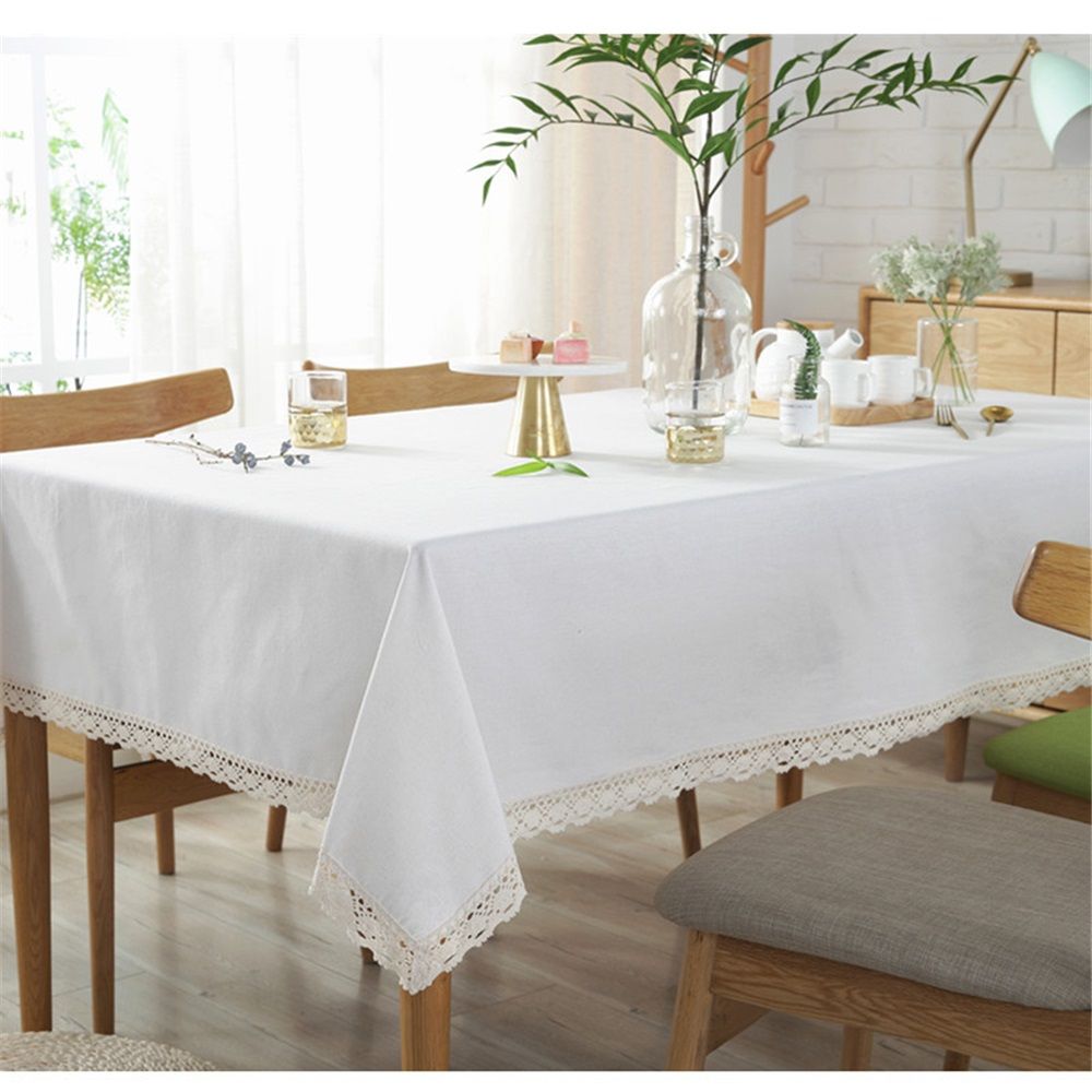 Heavy Tablecloth Soft Wrinkle Resistant Fabric with Decorative Fringe for view 2