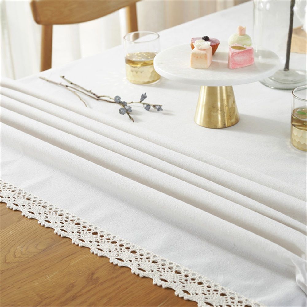 Heavy Tablecloth Soft Wrinkle Resistant Fabric with Decorative Fringe for view 5