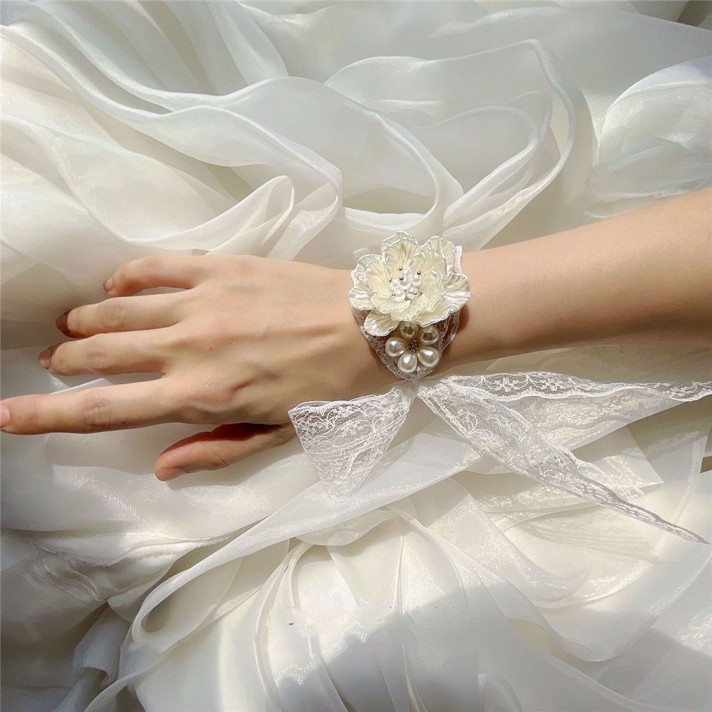 2 Pcs Wrist Flower,Wedding Bridesmaid Bride Wrist Decoration Hand Flower,for view 4