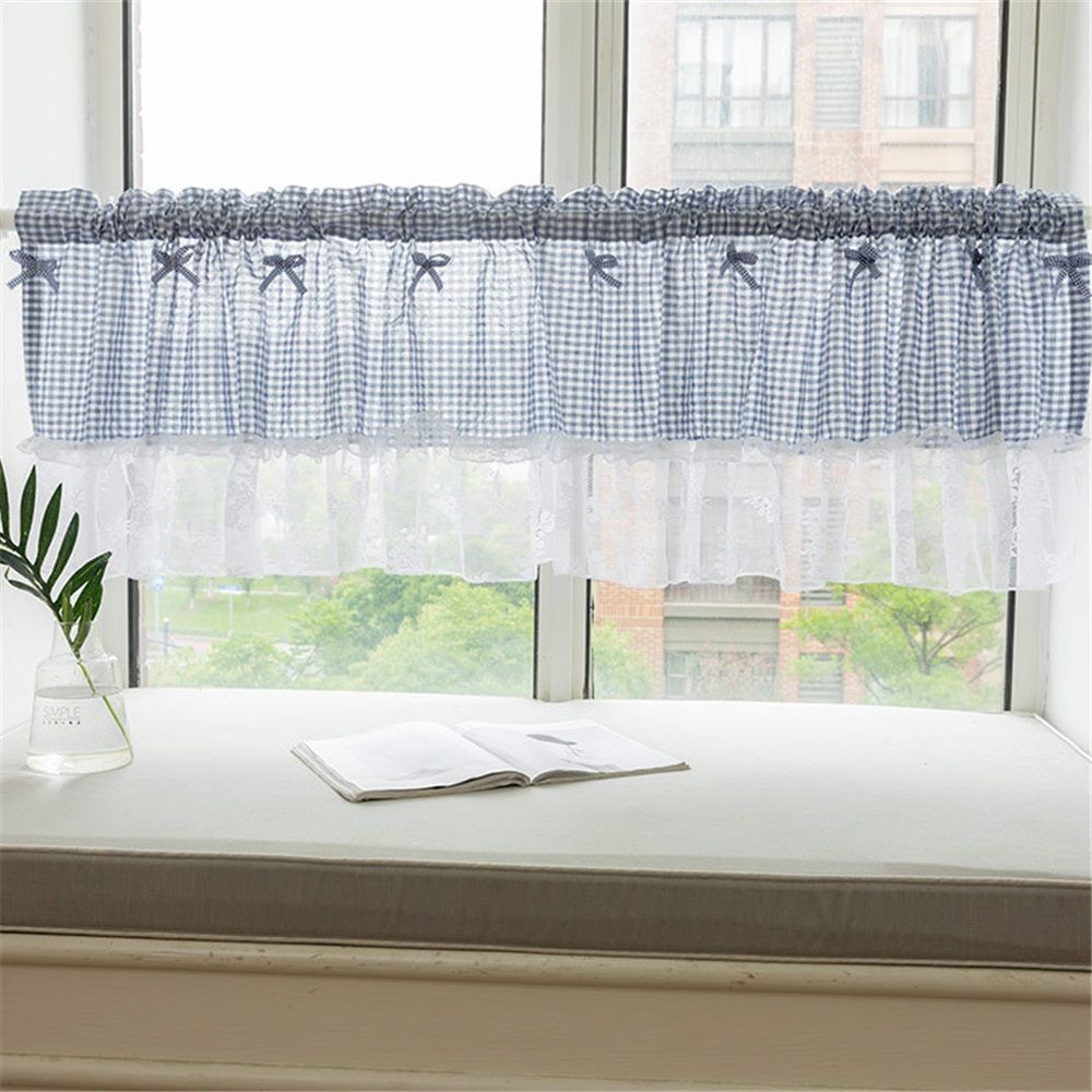 Curtain Lace Buffalo Check Plaid Patchwork