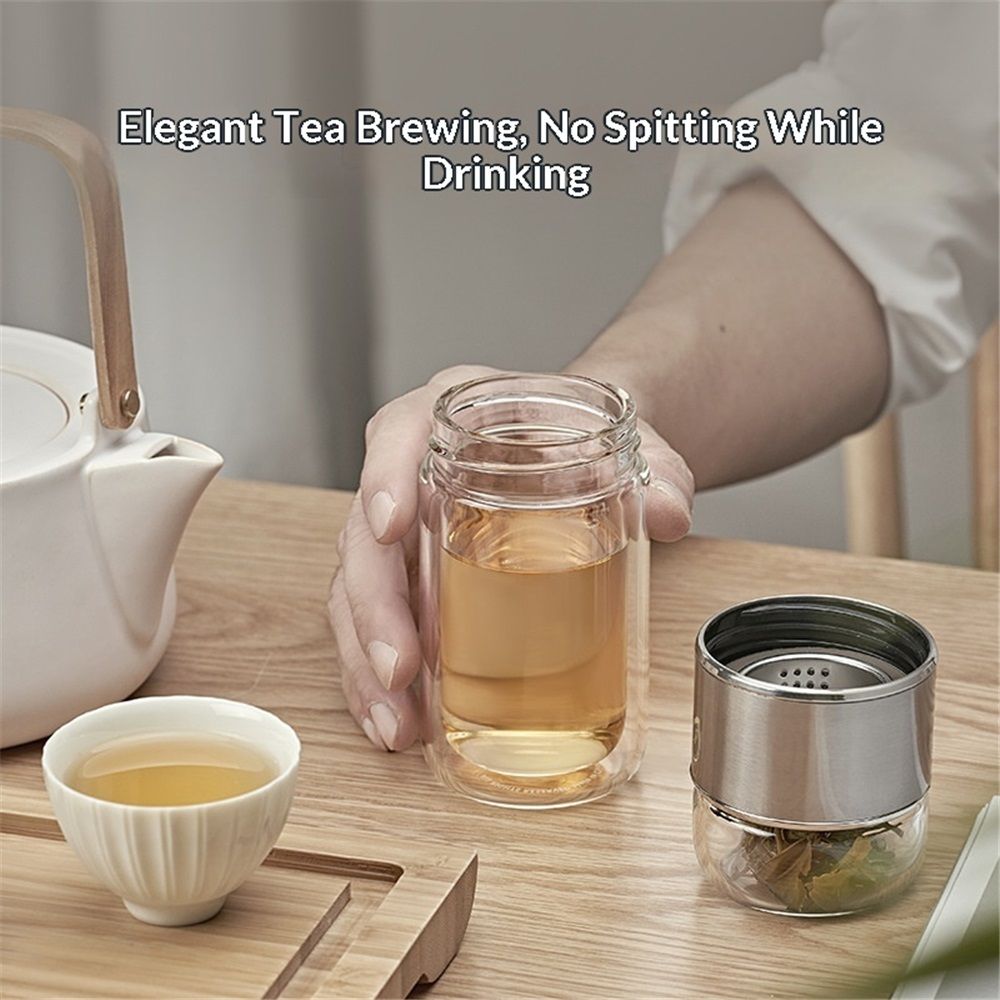 300ml Tea Tumbler Tea Infuser Bottle Layer Glass Travel Tea Mug Loose Leaf Tea view 2