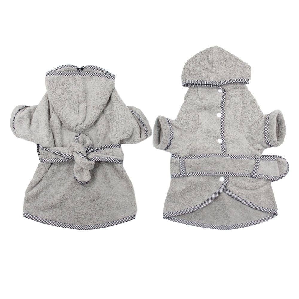 Dog Bathrobe, Microfiber Fast Drying Absorbent Hooded Bath Towel White for