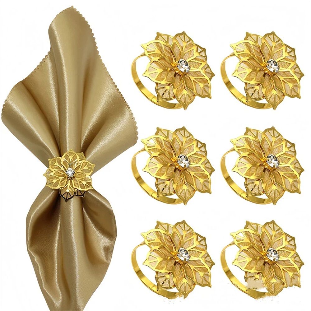 24 Pack Flower Napkin Rings Holders Clear Décor Dinner Party Wedding Christmas view 2