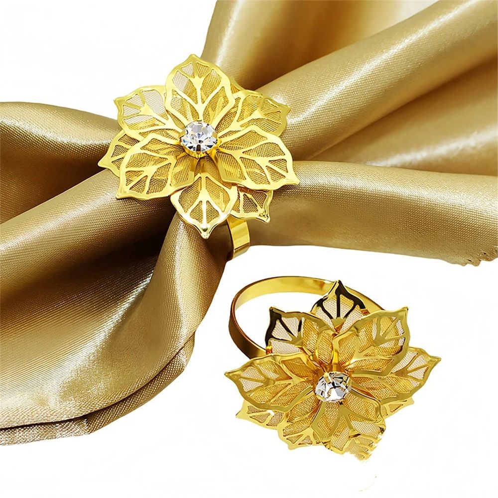24 Pack Flower Napkin Rings Holders Clear Décor Dinner Party Wedding Christmas view 4