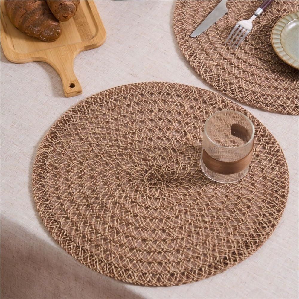 Faux Rattan Table MatSet of 6 view 3