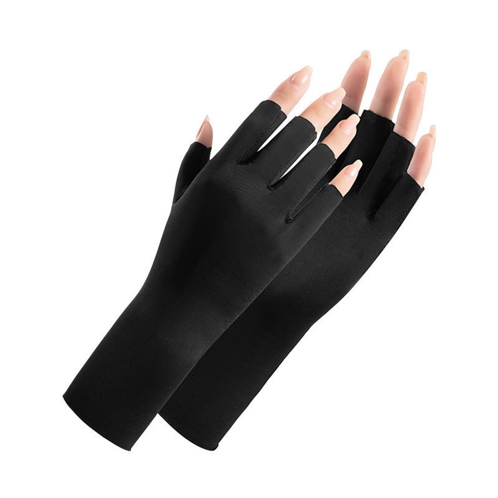 2 pairs Women Sunblock Fingerless Gloves Non-Slip UV Protection Driving Riding