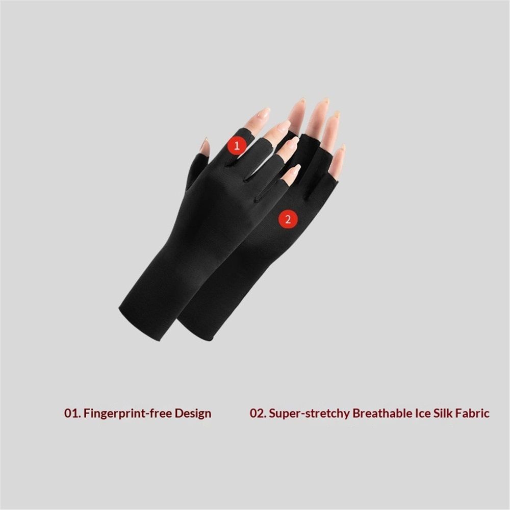 2 pairs Women Sunblock Fingerless Gloves Non-Slip UV Protection Driving Riding view 2