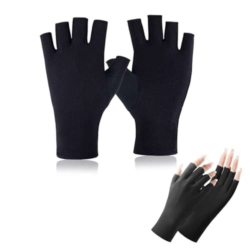 2 pairs Women Sunblock Fingerless Gloves Non-Slip UV Protection Driving Riding view 3
