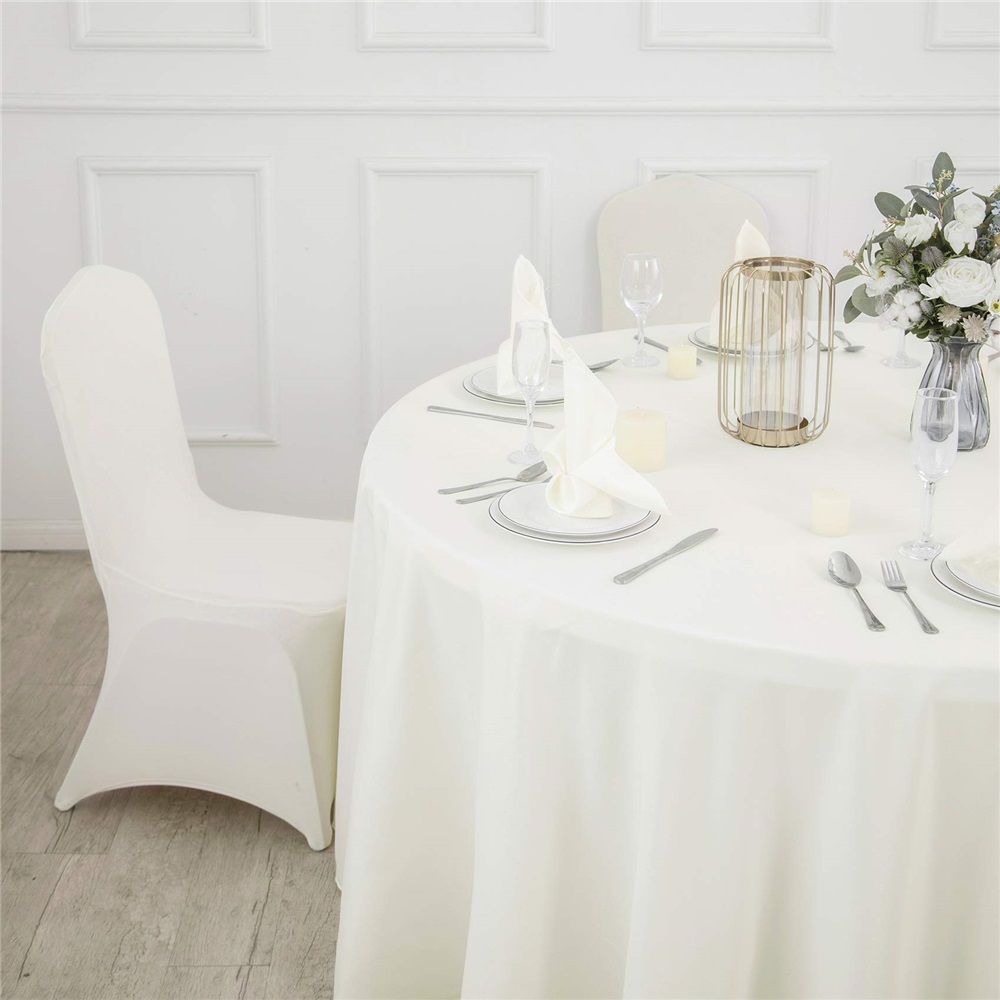 Round Tablecloth - 72 Inch Ivory Round Table Cloth for 24 to 48 Inch Round view 4