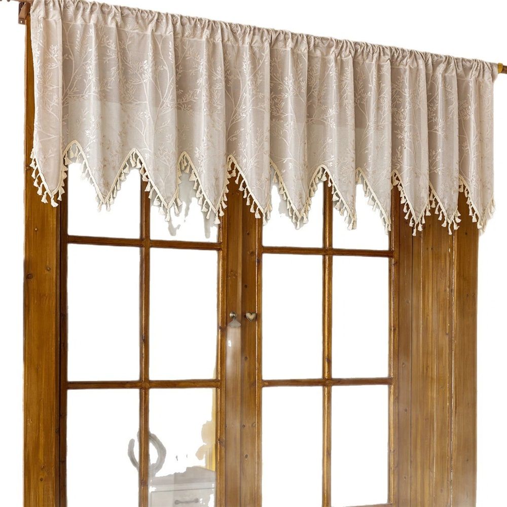 Retro Crochet Curtain Valance for Kitchen Window Curtain Tiers for Coffee