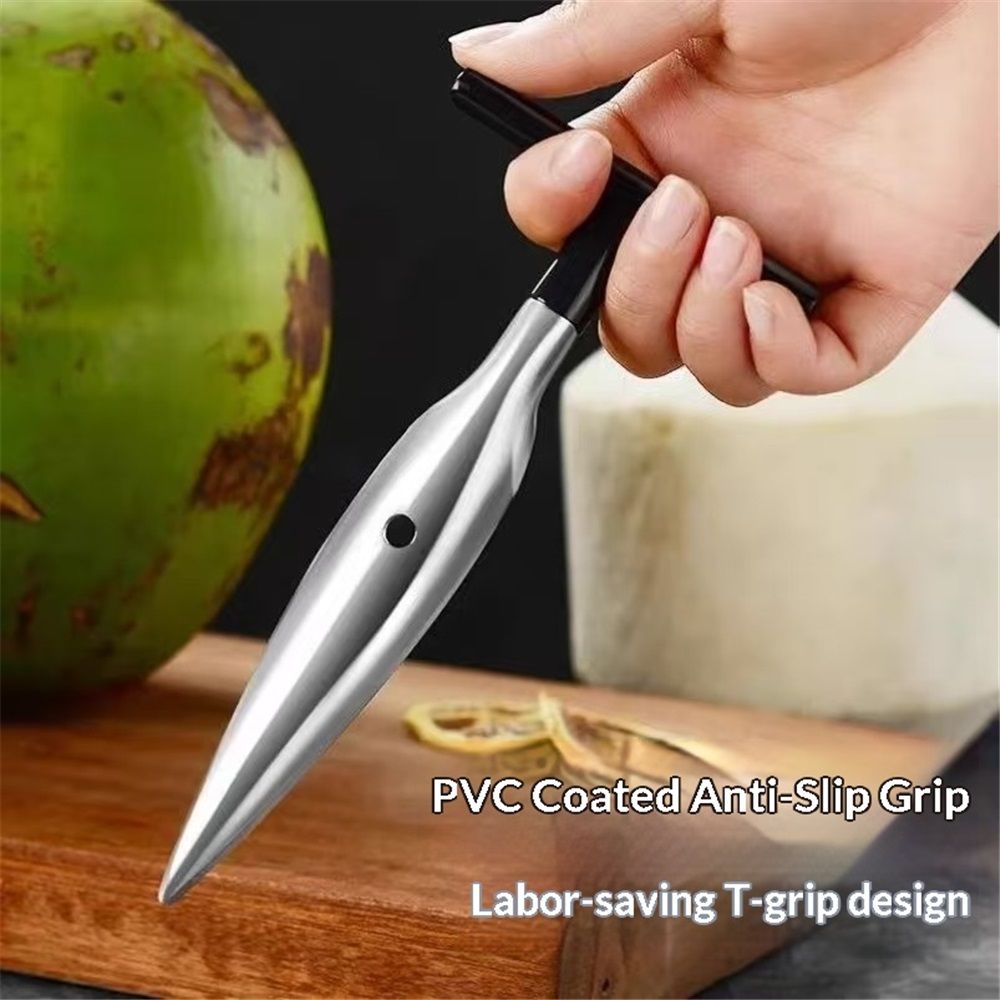 4 qty - Coconut Opener Tool for Fresh GREEN Young Fruit Black Handle Easy Grip view 3