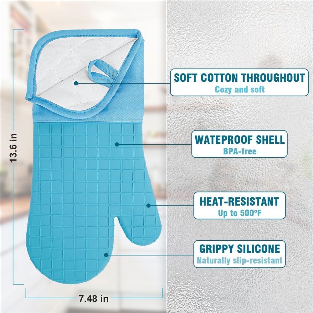 BPA-Free Soft Silicone 4 Piece Oven Mitts & Pot Holders Set - Ultra Heat view 4