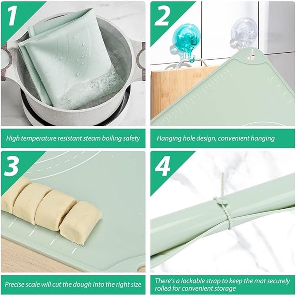 Silicone Pastry Mat: 15.7"x23.6" Food-Grade Non-Stick Dough Rolling Baking Sheet view 4