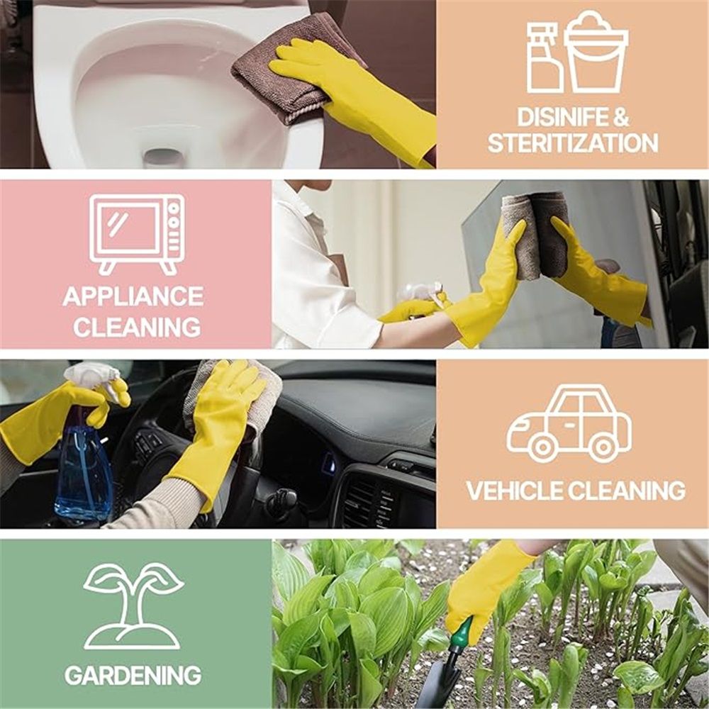 6 Pairs Rubber Cleaning Gloves view 2