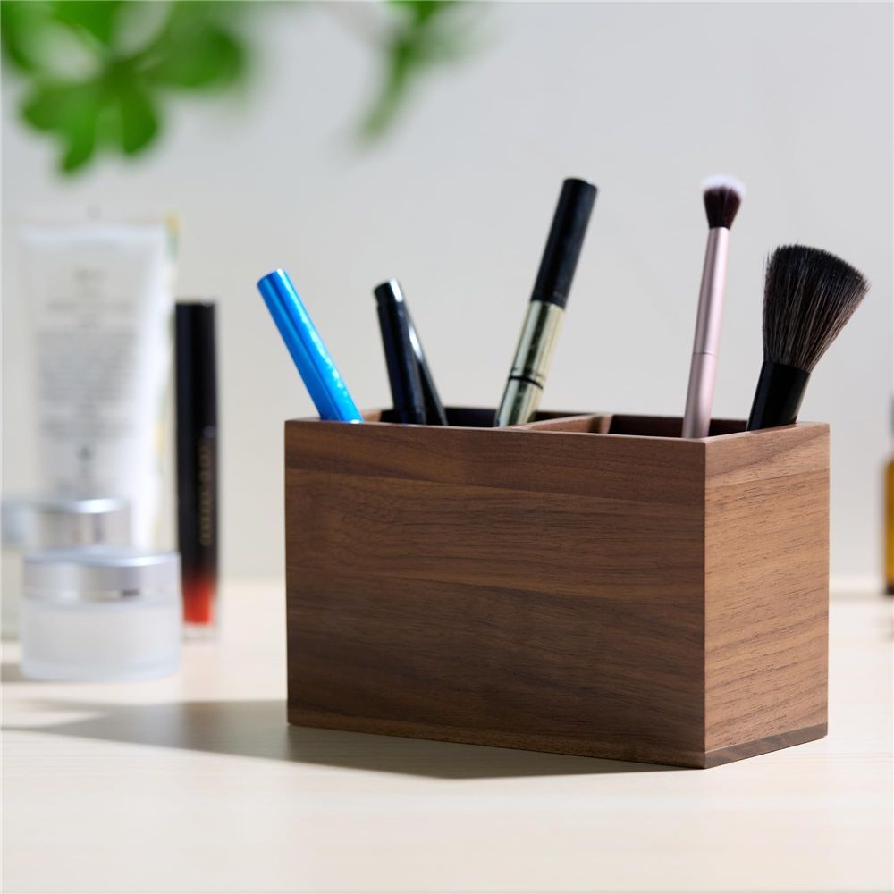 Wooden Pencil Holder (Double Slots)Wooden Kitchen Utensil Holder Organizer for view 5