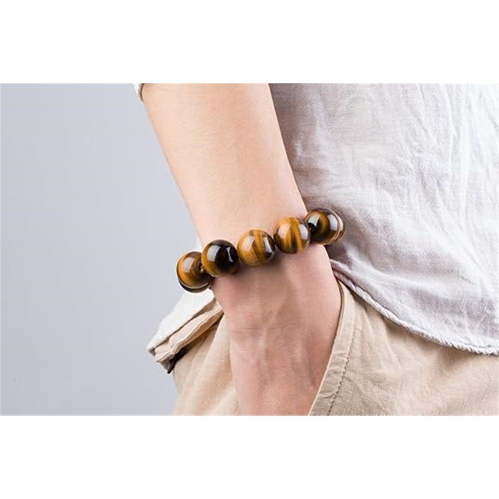 Mens Tiger Eye Stone Beaded Bracelet view 2