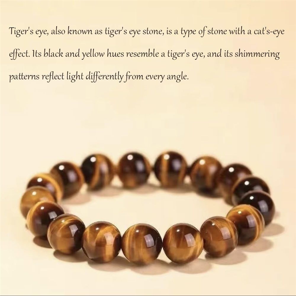 Mens Tiger Eye Stone Beaded Bracelet view 4