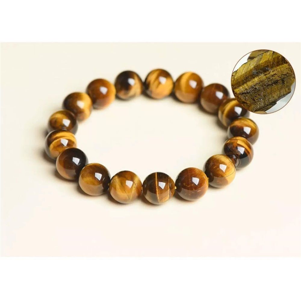 Mens Tiger Eye Stone Beaded Bracelet view 5