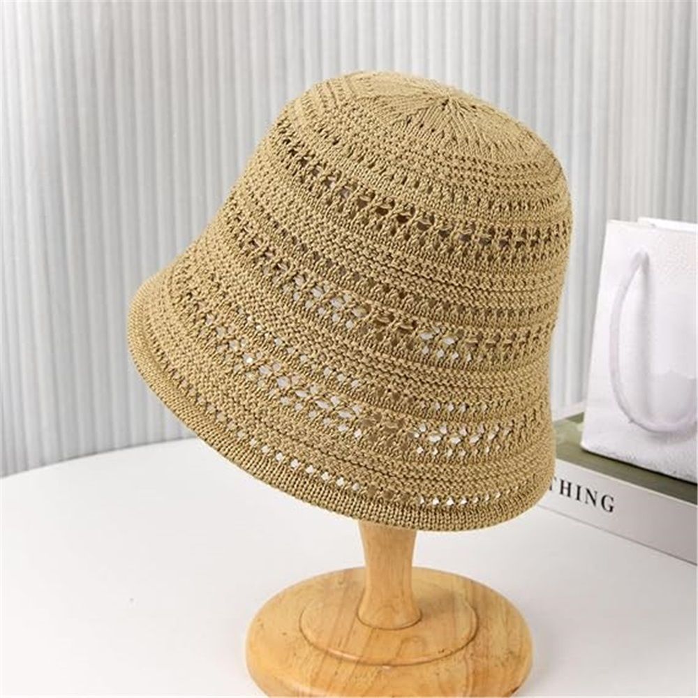 Womens Summer Crochet Slouchy UV Protection Sun Hat Handmade Knitted Floral view 3