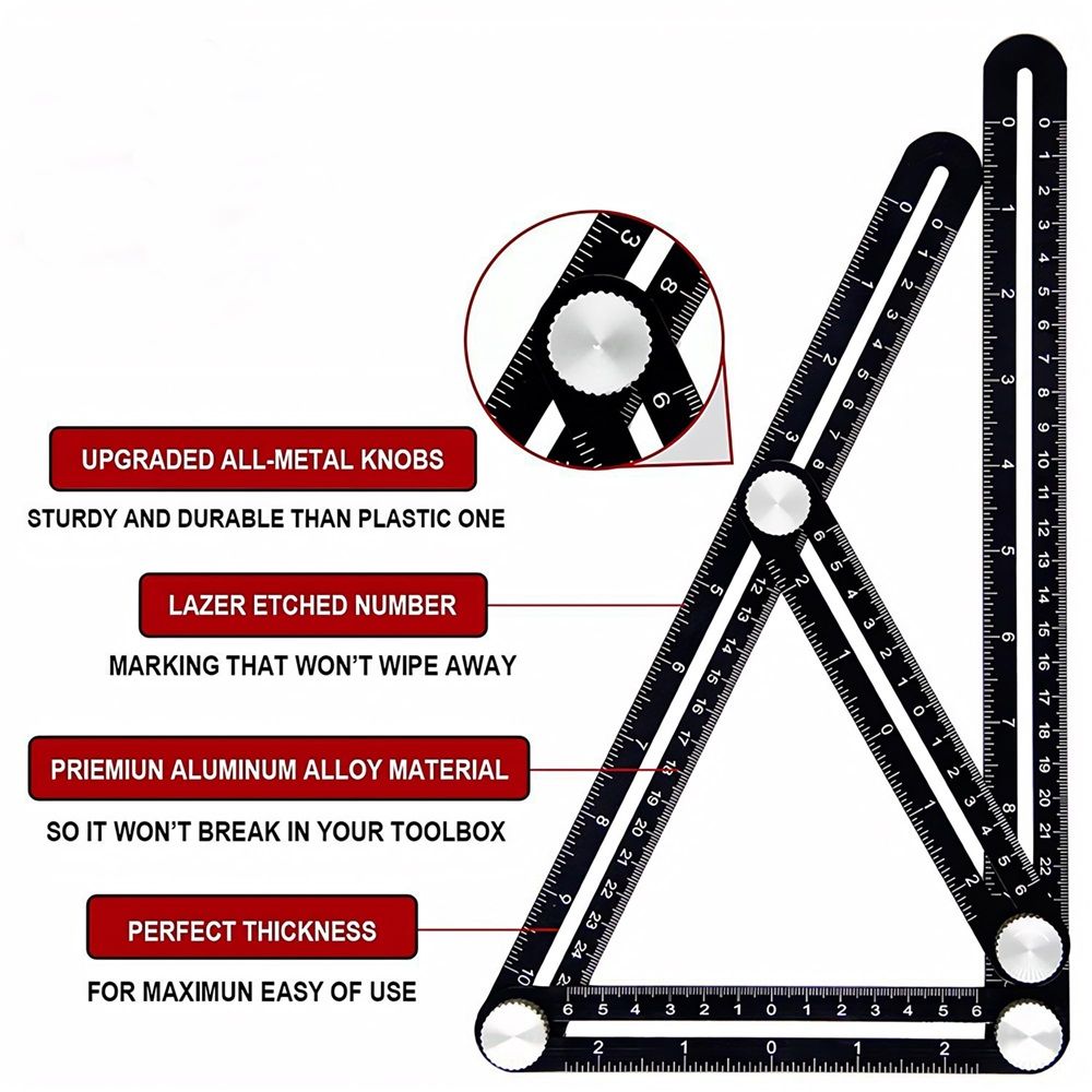 4-Piece Multi-Angle Measuring Ruler – Adjustable Template Tool with view 4
