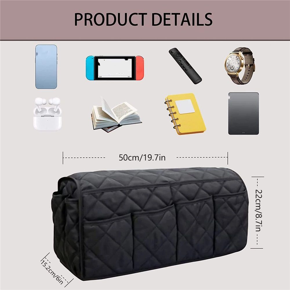Sofa Armrest Organizer,Couch Remote Control Holder with Pockets Non Slip view 3