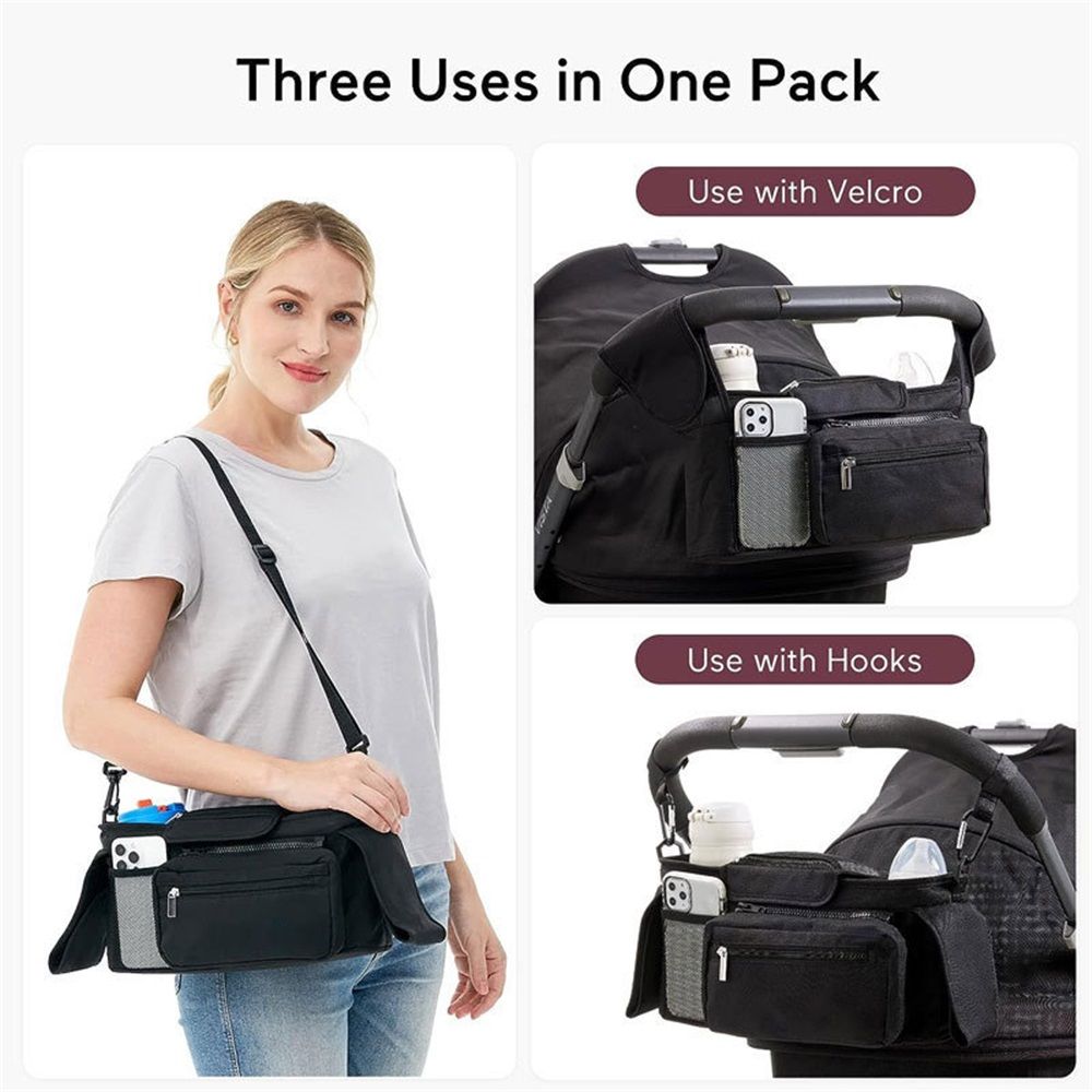 Stroller Organizer with Cup Holder Bag and Shoulder Strap view 2