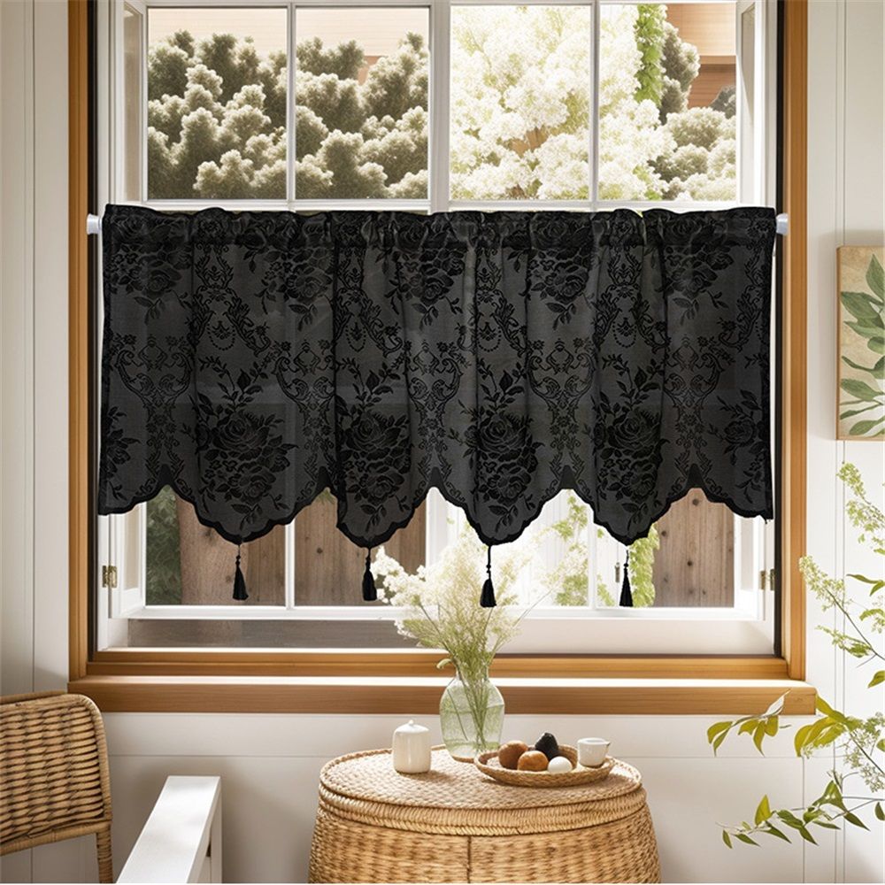 Sheer Embroidered Flowers Leaves Vine Window Treatment Valance Great for view 2