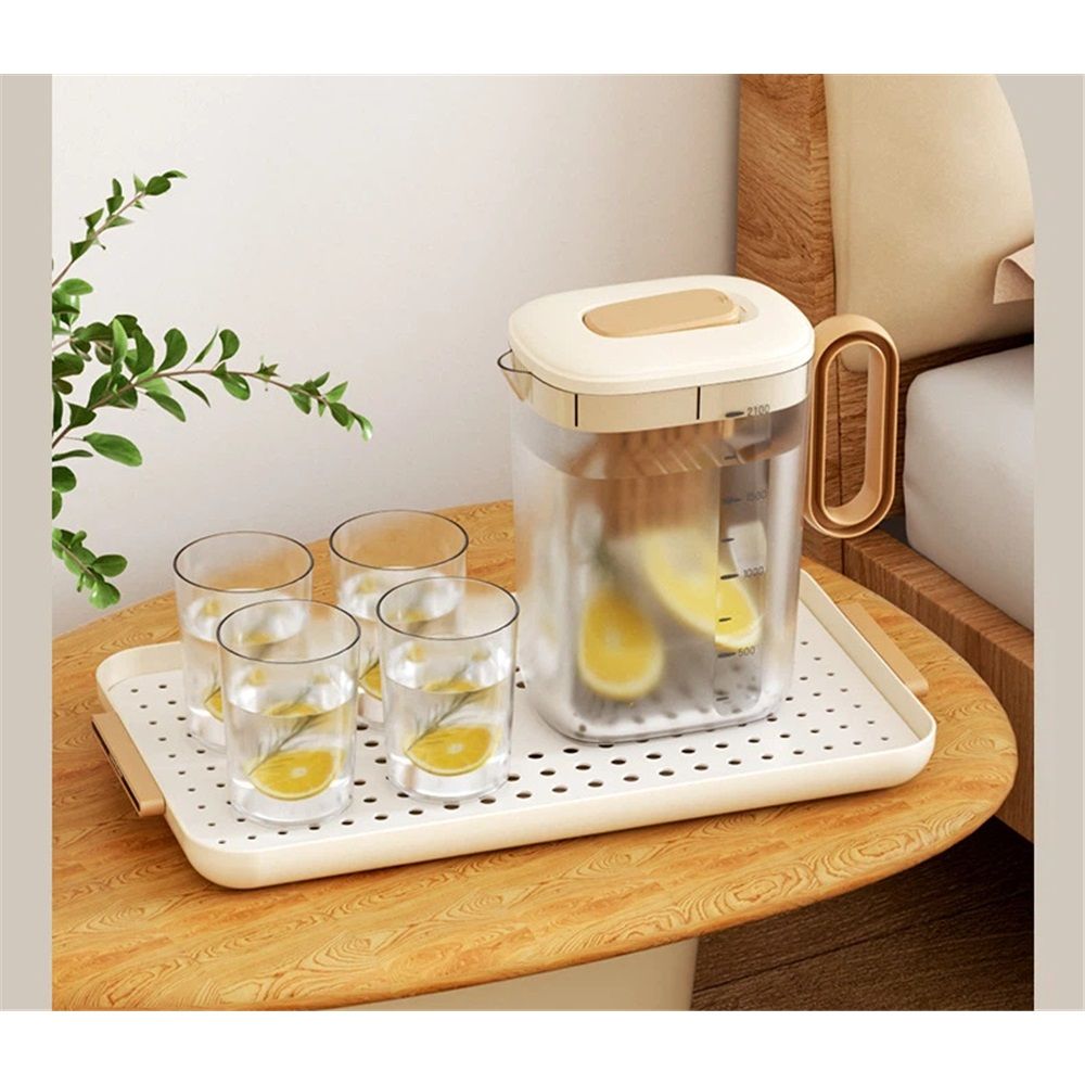 Slip Serving Tray with Handles- White Rectangle Server - Ideal for Eating view 4