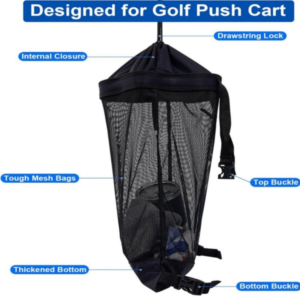 Golf Push Cart Storage Bag and Organizer - Mesh Closure Net Accessories for Cart view 4