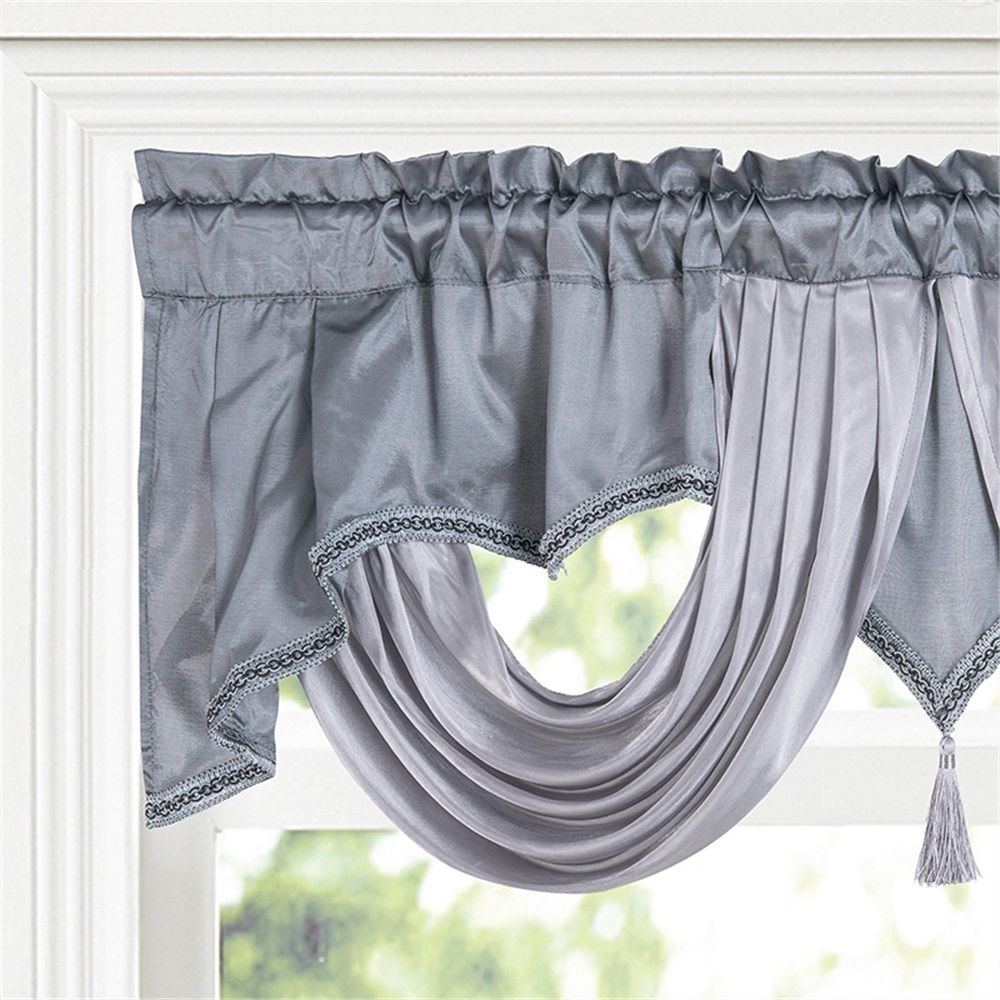 Fancy Window Valance 55 x 17in polyester Fabric with Soft Satin Swag. Add Some view 2