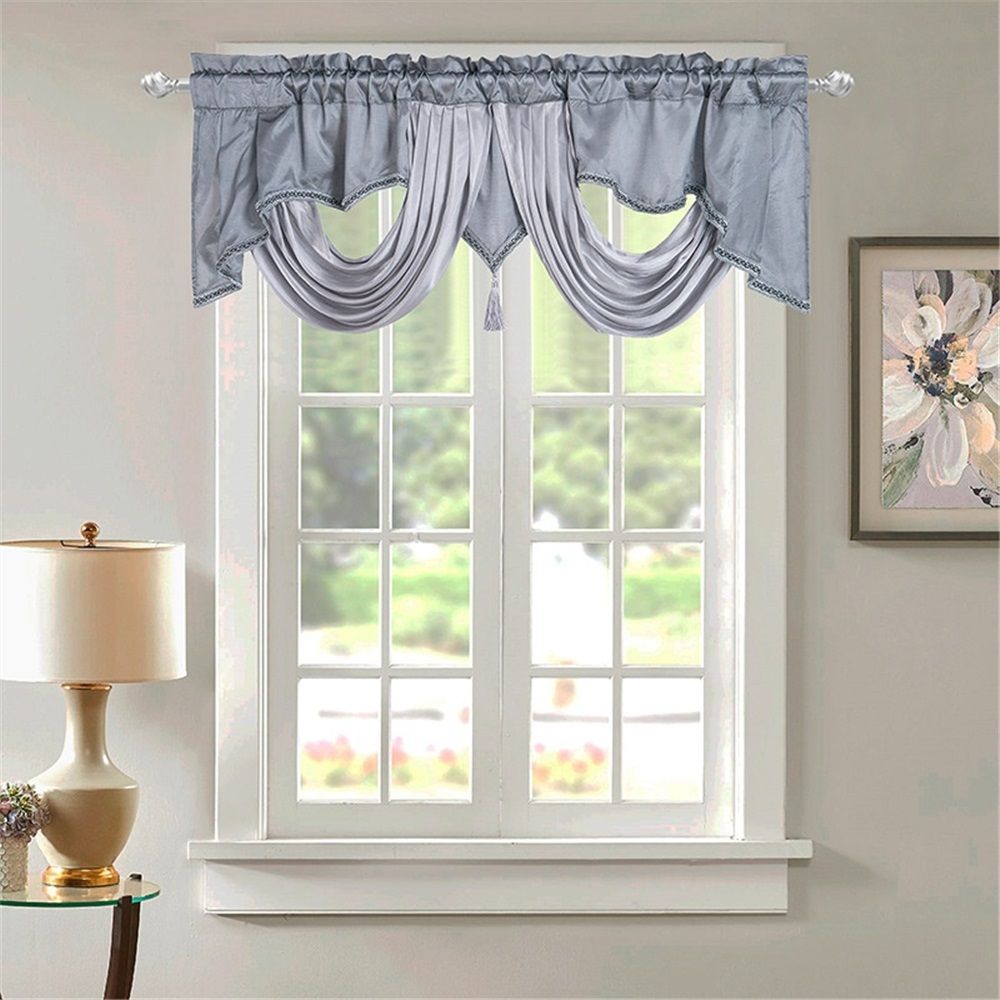 Fancy Window Valance 55 x 17in polyester Fabric with Soft Satin Swag. Add Some view 5