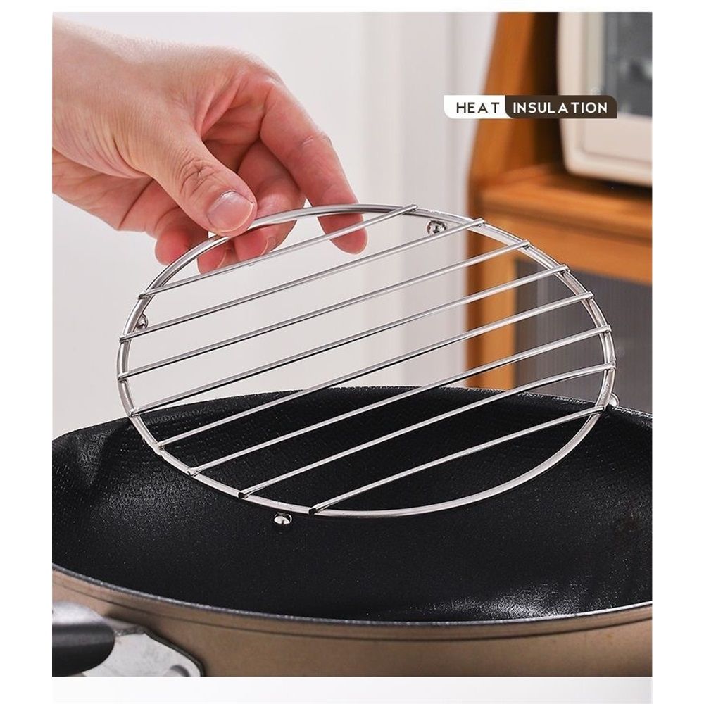 Can Cooker Rack, Round, Silver, Placemat Stainless Steel Round Square Pan Pot view 2