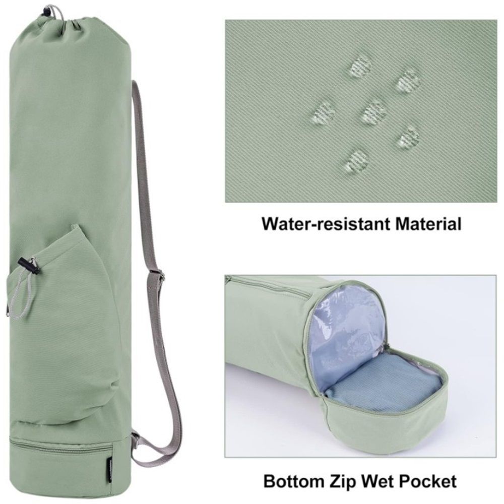 Yoga Mat Bag with Water Bottle Pocket and Bottom Wet Pocket view 2