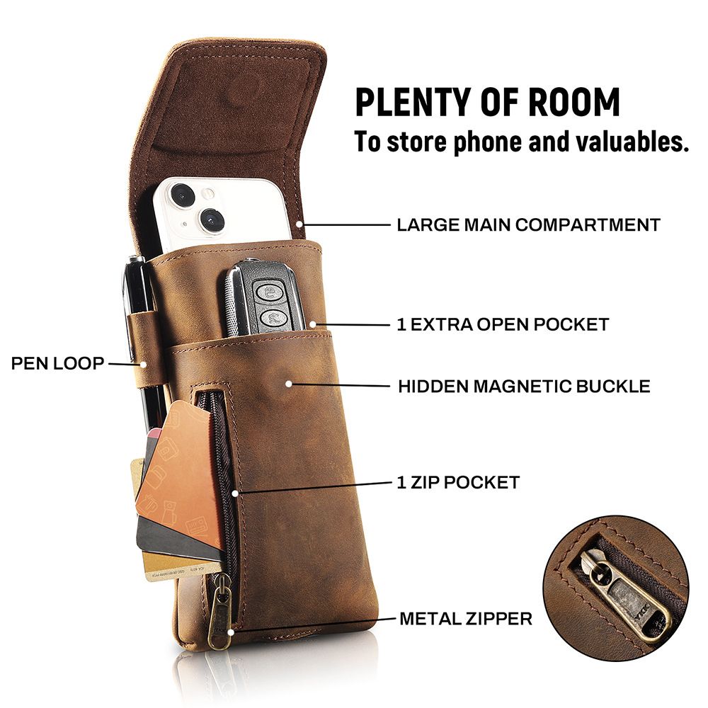 Phone Holster Case with Belt Clip Genuine Leather Belt Pouch Cell Phone Holder Fit view 2