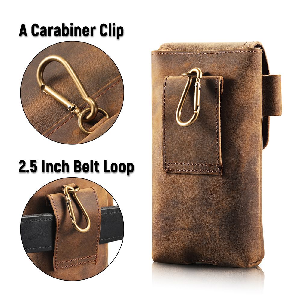 Phone Holster Case with Belt Clip Genuine Leather Belt Pouch Cell Phone Holder Fit view 3