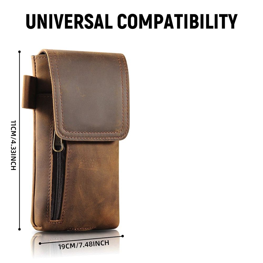 Phone Holster Case with Belt Clip Genuine Leather Belt Pouch Cell Phone Holder Fit view 4