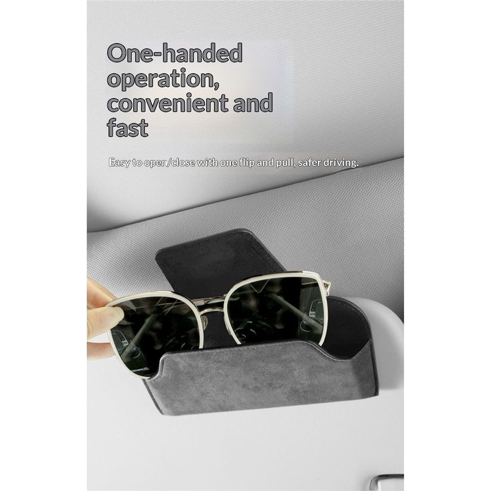 Car Visor Sunglass Holder Leather Glasses Case with Magnetic Closure view 3
