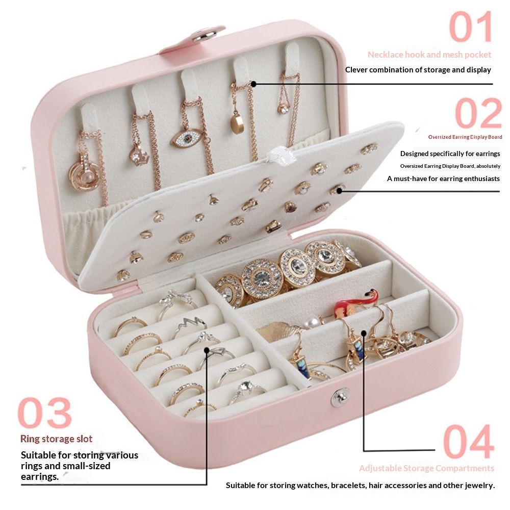 Travel Jewelry Case, PU Leather Travel Jewelry Box with Earring Holder view 2