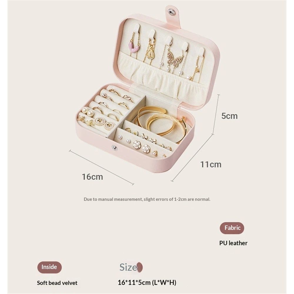 Travel Jewelry Case, PU Leather Travel Jewelry Box with Earring Holder view 3
