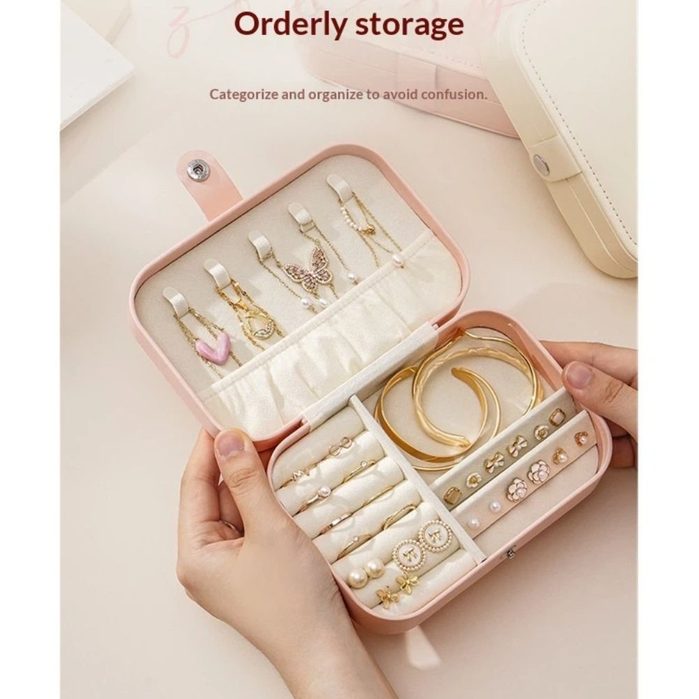 Travel Jewelry Case, PU Leather Travel Jewelry Box with Earring Holder view 4