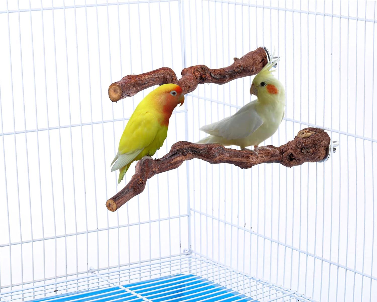2 natural wooden bird perch racks view 2